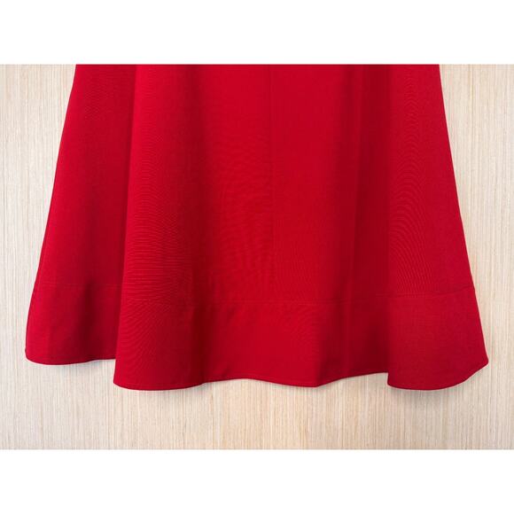Calvin Klein A Line Midi Skirt Womens Size 8 Pockets Red Lined Event Holiday - Picture 7 of 11